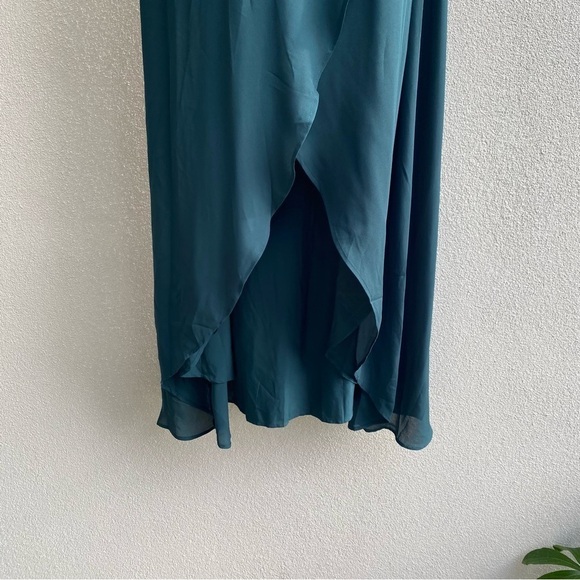 WAYF The Zoey Short Sleeve Wrap Pine Green Gown - Picture 6 of 11